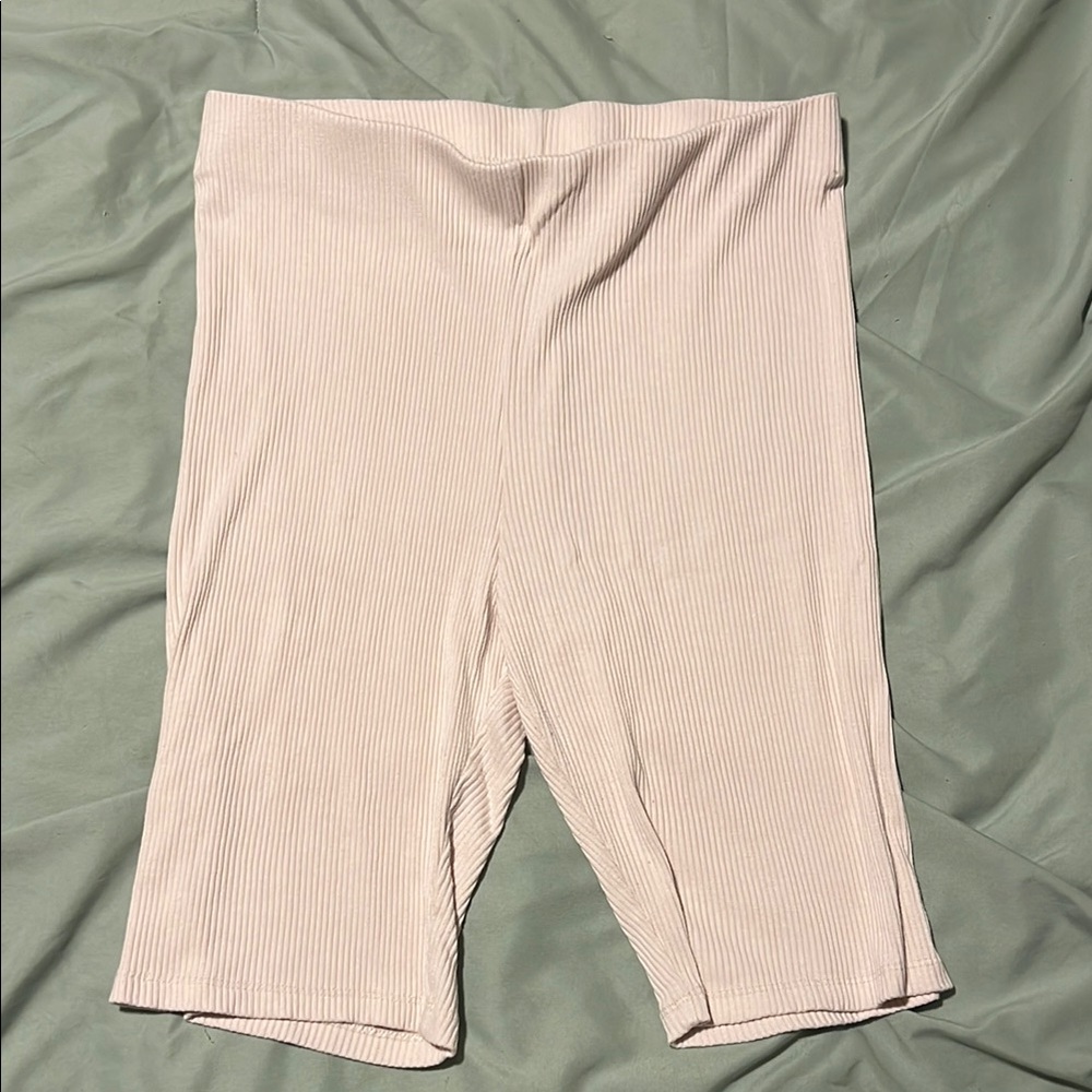 H&M Cream Ribbed Shorts / Biker Shorts